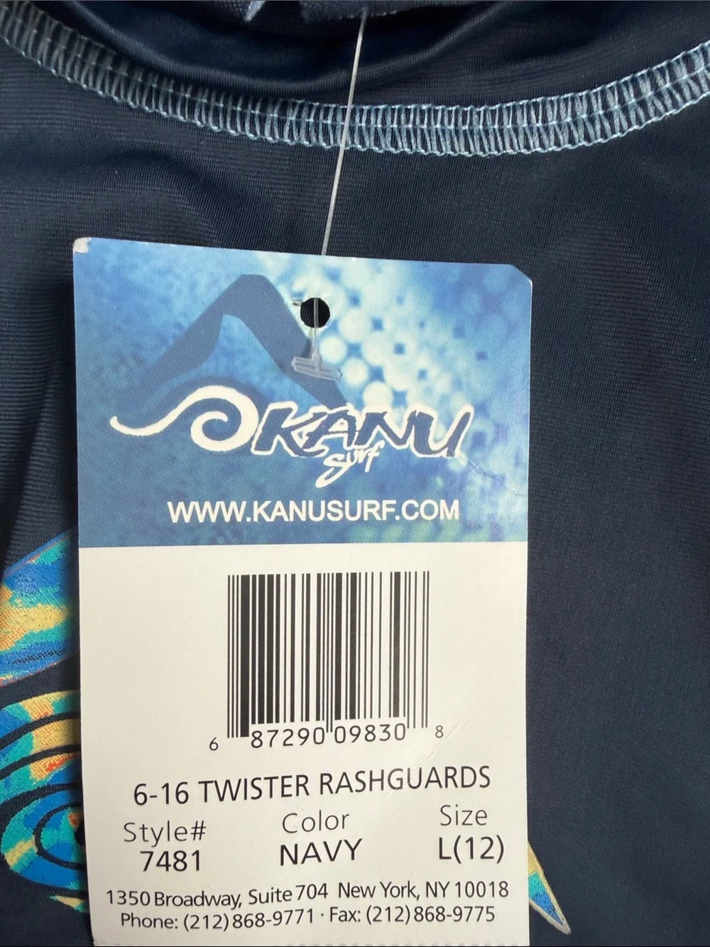 Roku Navy Kids' Short-Sleeve Rash Guard with Multicolor Wave Logo